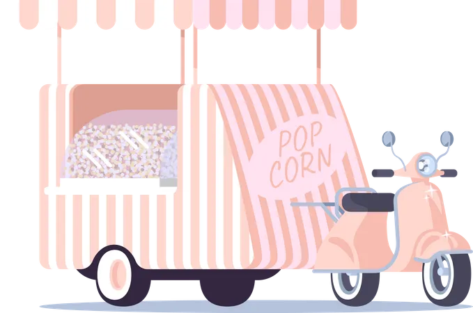 Pop corn food truck  Illustration