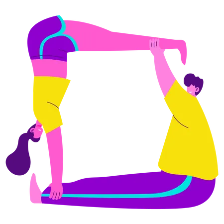 Postura de yoga en pareja  Ilustración