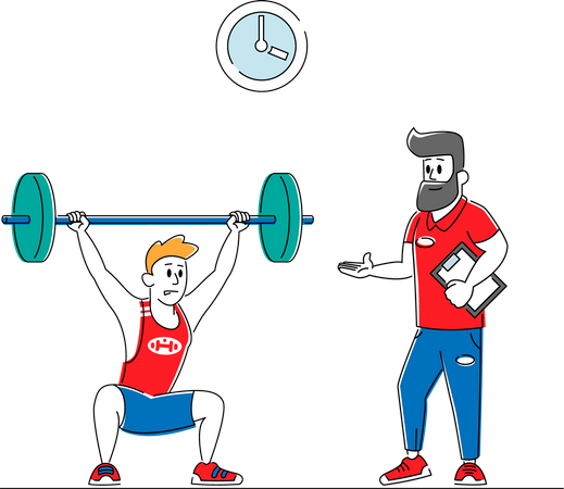 Powerlifter Training in Gym  Illustration