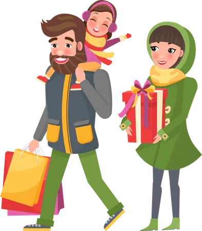 Preparación y compras para las fiestas navideñas  Ilustración