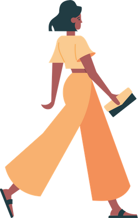 Pretty girl  walking with bag  Illustration