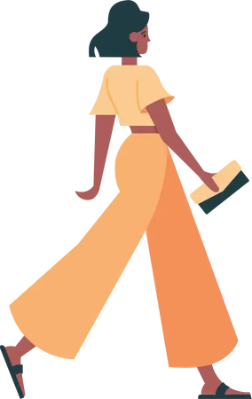 Pretty girl  walking with bag  Illustration