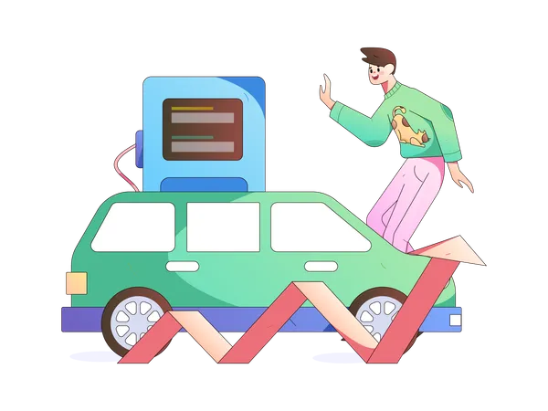 Price increases of car fuel  Illustration