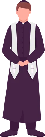 Priest in black robes semi flat color vector character  イラスト