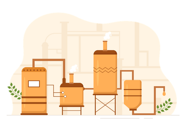 Proceso de producción de cerveza con tanque de cerveza  Ilustración