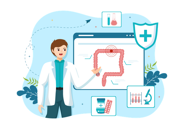 Proctologist specialist explaining lactobacillus  Illustration