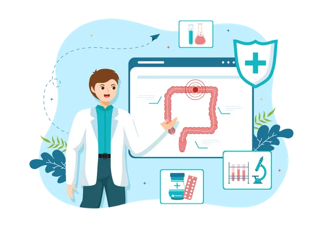 Proctologist specialist explaining lactobacillus  Illustration