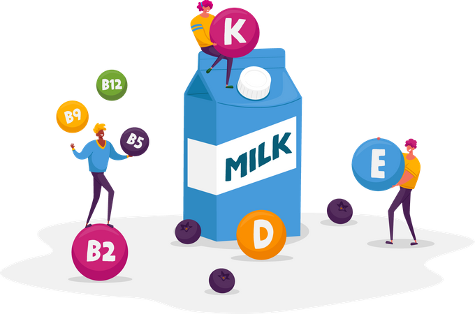 Produção saudável de laticínios e nutrição fortificada de bebidas agrícolas  Ilustração