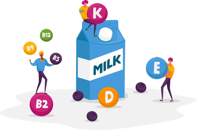 Produção saudável de laticínios e nutrição fortificada de bebidas agrícolas  Ilustração