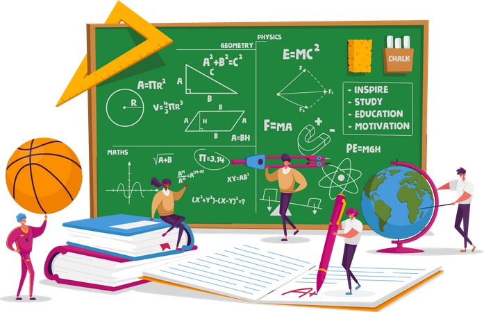 Enseignant enseignant des cours de physique ou de géométrie  Illustration