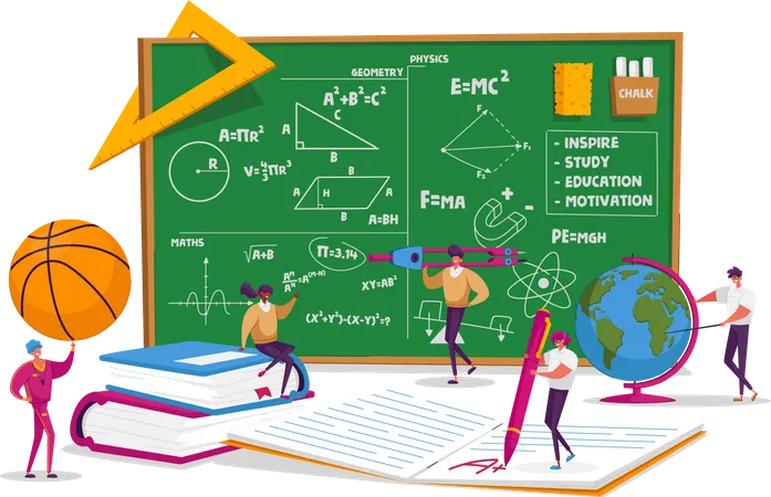 Enseignant enseignant des cours de physique ou de géométrie  Illustration