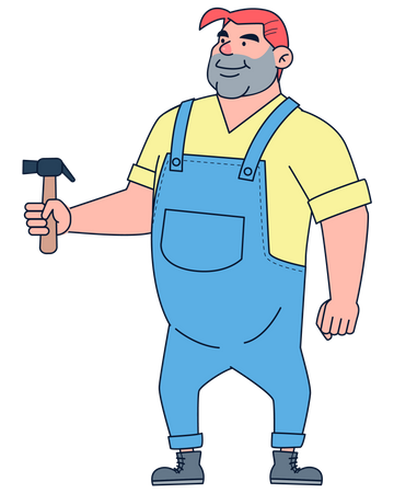 Professional builder holding hammer  Illustration