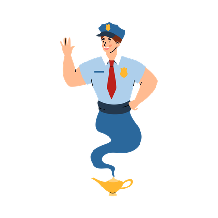 Professional pilot looking like genie  Illustration