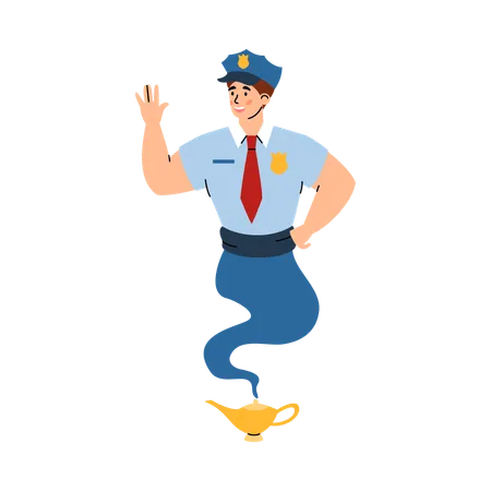 Professional pilot looking like genie  Illustration