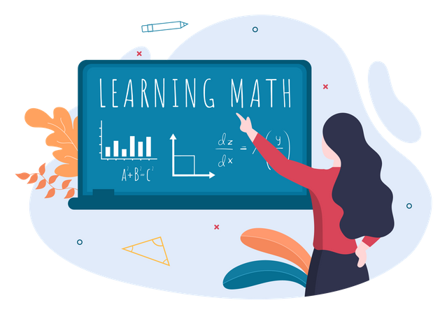 Professora ensinando matemática  Ilustração