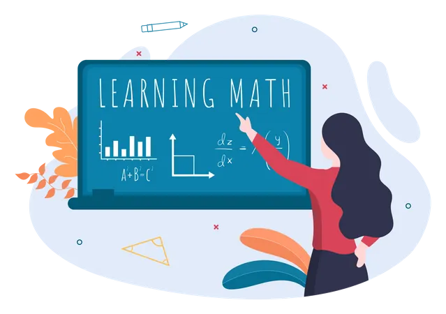 Professora ensinando matemática  Ilustração