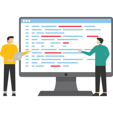 Programmers correct errors in project  Illustration
