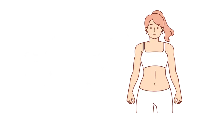 Progress of woman losing weight getting rid of body fat thanks to diet and regular exercise  Illustration