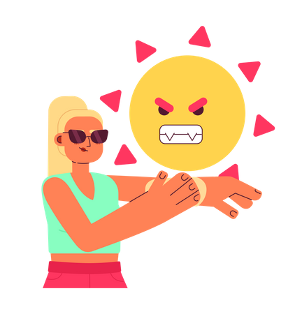 Protection from sun UV rays flat concept vector spot illustration  Illustration