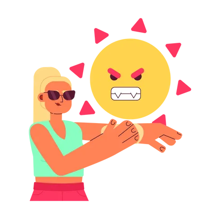 Protection from sun UV rays flat concept vector spot illustration  Illustration