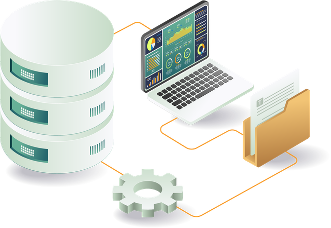 Prozessanalyse für Datenbankserver  Illustration