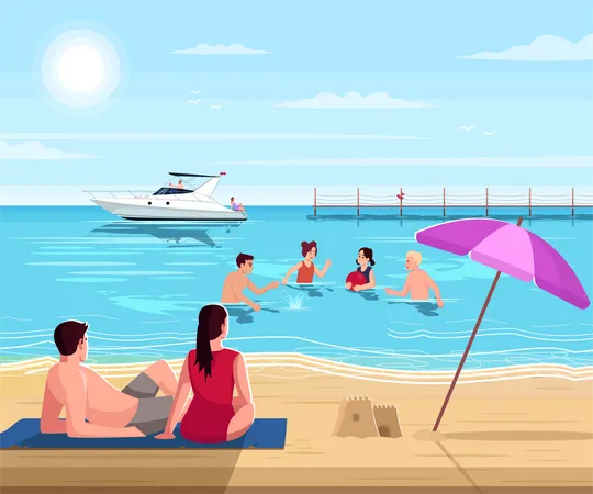 Public beach  Illustration