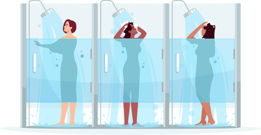 Public female shower  Illustration