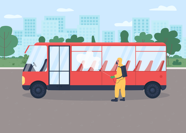 Public transport disinfection  Illustration