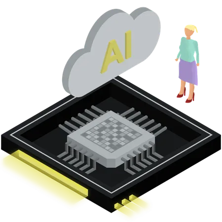 Puce de processeur cloud ai  Illustration