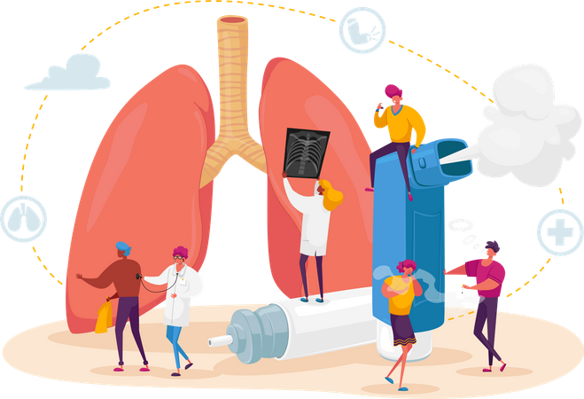 Pulmonology and Asthma Disease  일러스트레이션