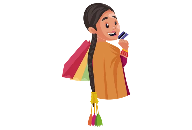 Fille punjabi faisant du shopping  Illustration