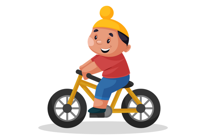 Punjabi kid Riding Cycle  일러스트레이션