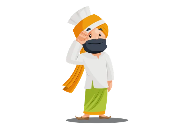 Punjabi man is saluting  Illustration