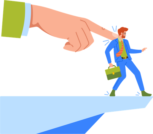 Pushing Employee Off A Cliff  Illustration