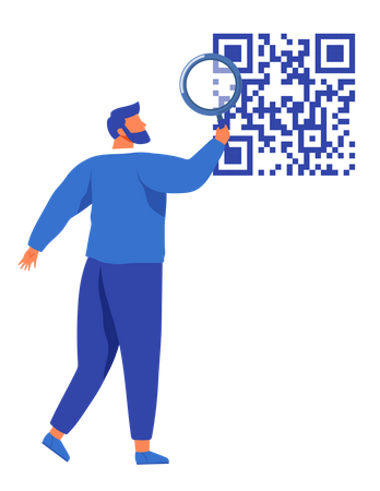 QR code scanning by man  Illustration