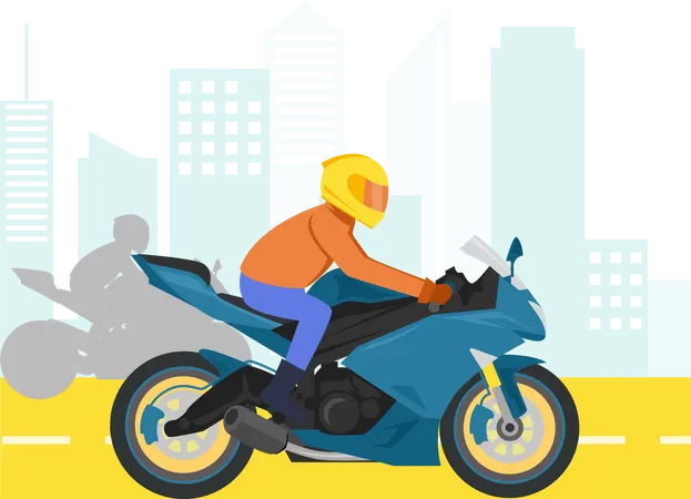 Racing Motor in the city  Illustration