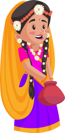 Radha holding pot  Illustration