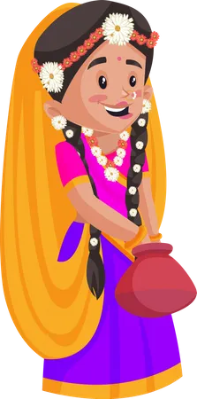 Radha holding pot  Illustration