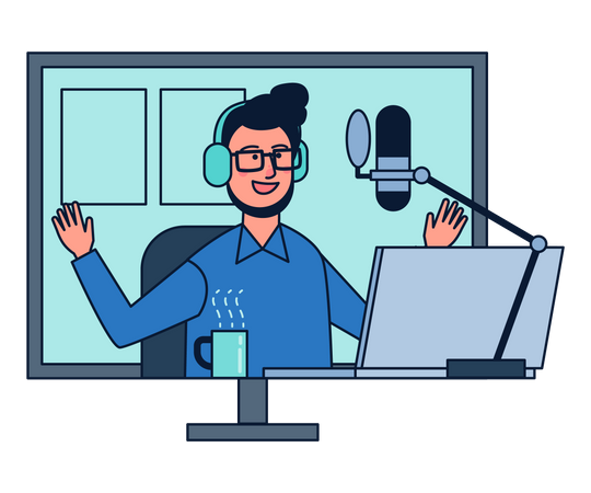 Radio jockey doing podcasting  Illustration