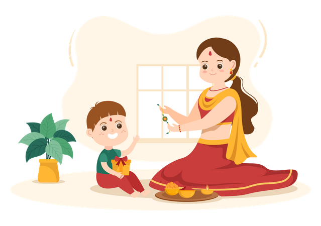 Célébration du raksha bandhan  Illustration