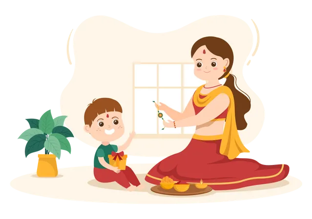 Célébration du raksha bandhan  Illustration