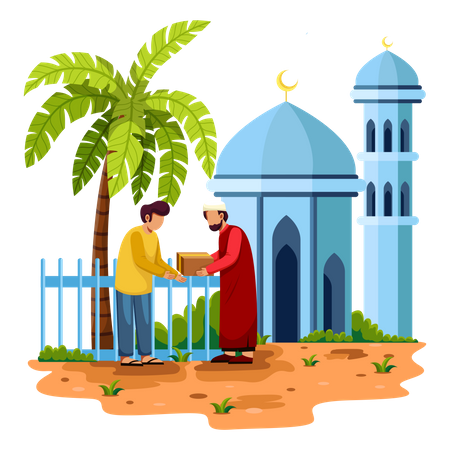 Ramadan Kareem zakat donnant la charité  Illustration