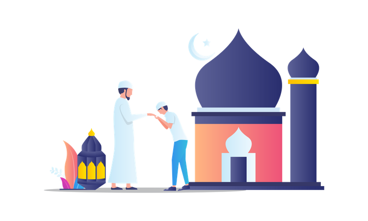 Ramadan Kareem zakat donnant la charité  Illustration