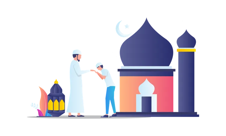 Ramadan Kareem zakat donnant la charité  Illustration