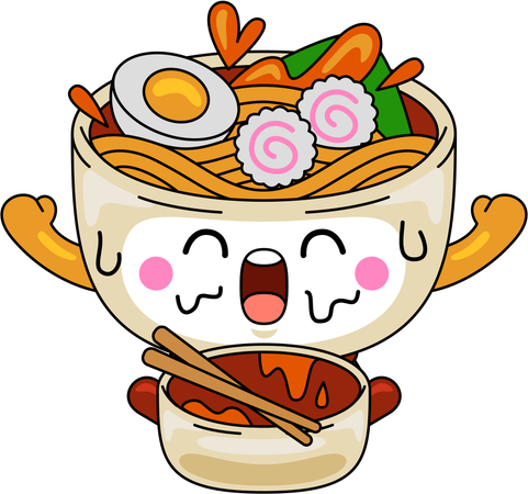 Ramen-Maskottchen ist glücklich  Illustration