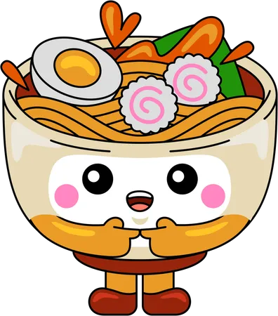 Ramen-Maskottchen schüchtern  Illustration