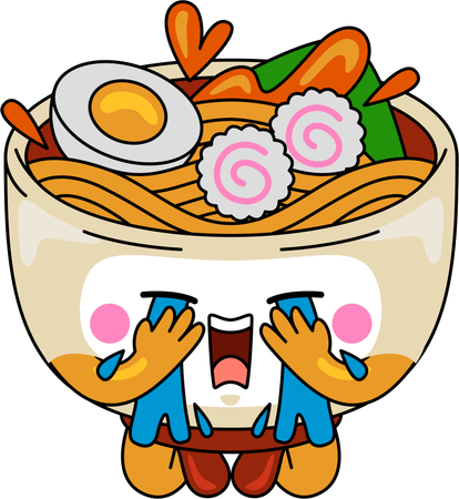 Ramen-Maskottchen weint  Illustration