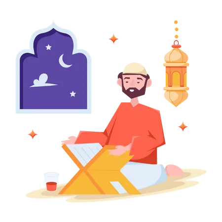 Reading Quran  Illustration