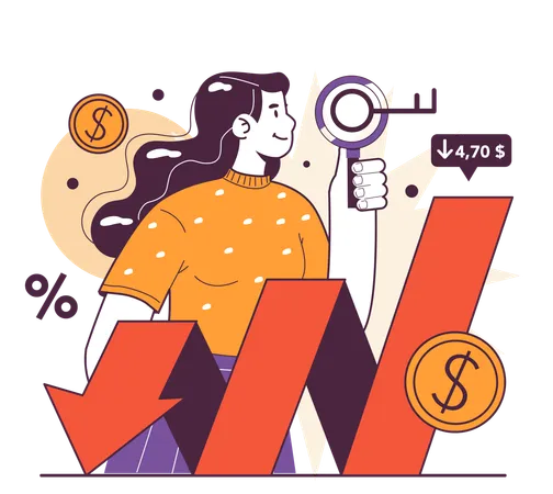 Recession indicators and prolonged economic slow  Illustration