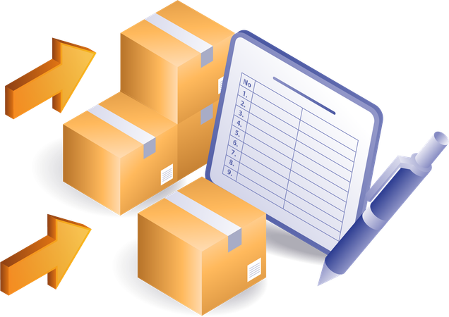 Recording the delivery of package goods  Illustration